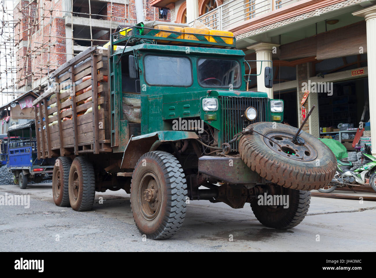 Chinese manufactured cargo truck. Hsipaw, Myanmar Stock Photo
