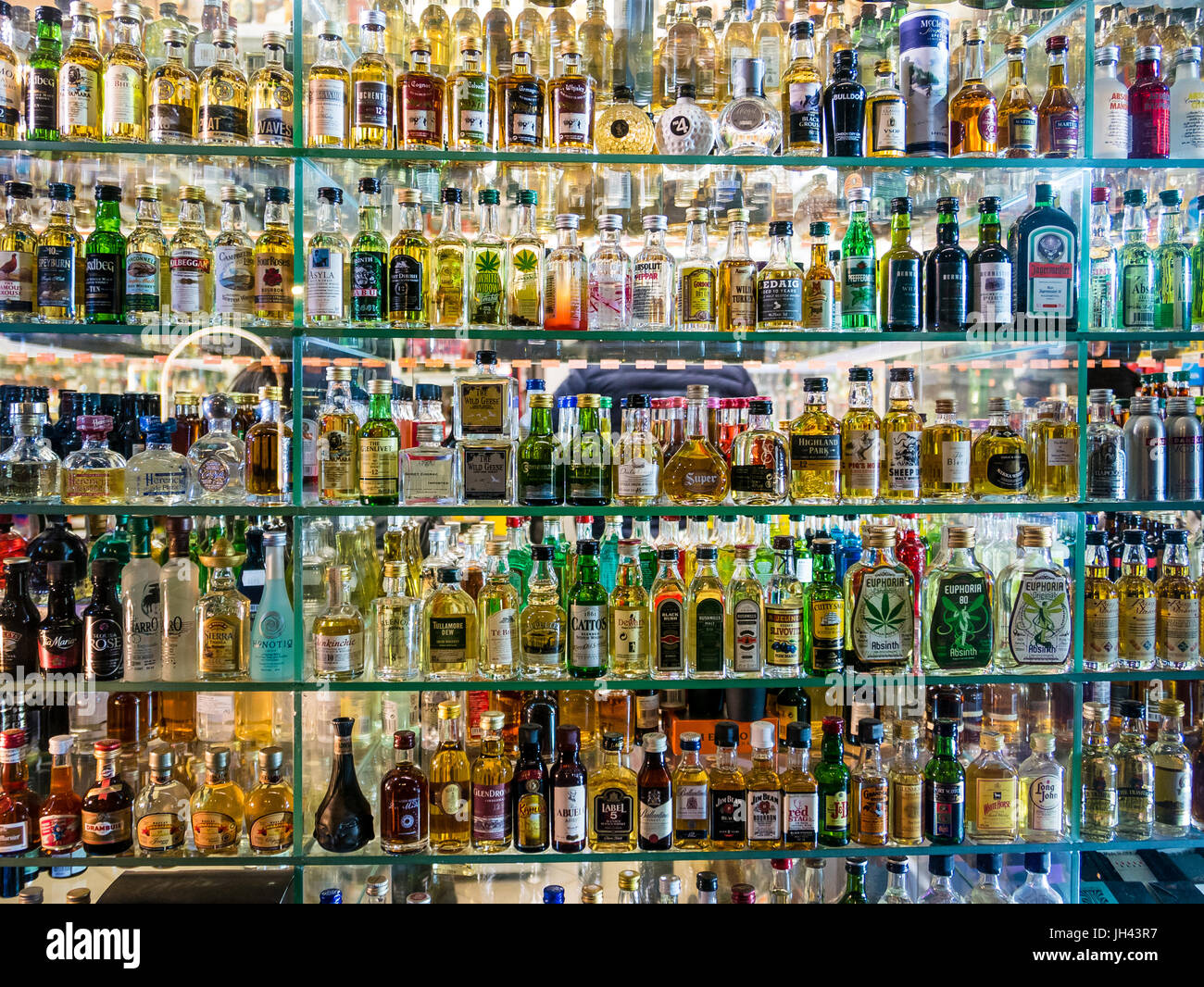 prague, czech circa november 2015 a variety of small alcoholic