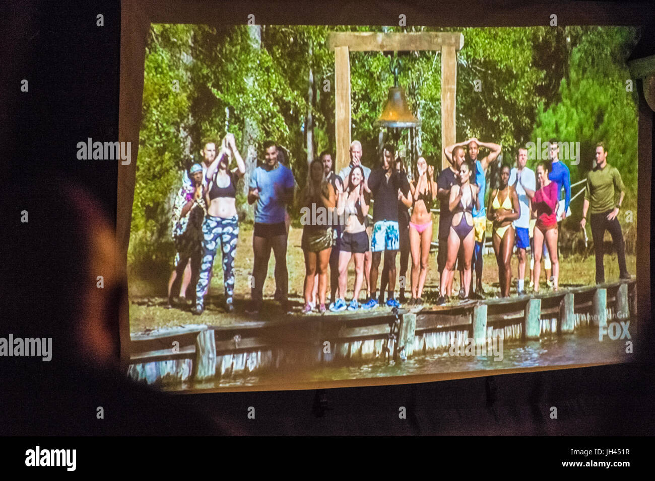 Merrick, New York, USA. 11th June 2017.  During 'American Grit' Season 2 premiere, (4th from right in blue swim trunks) CHRIS EDOM, 48, of Merrick, is Stock Photo