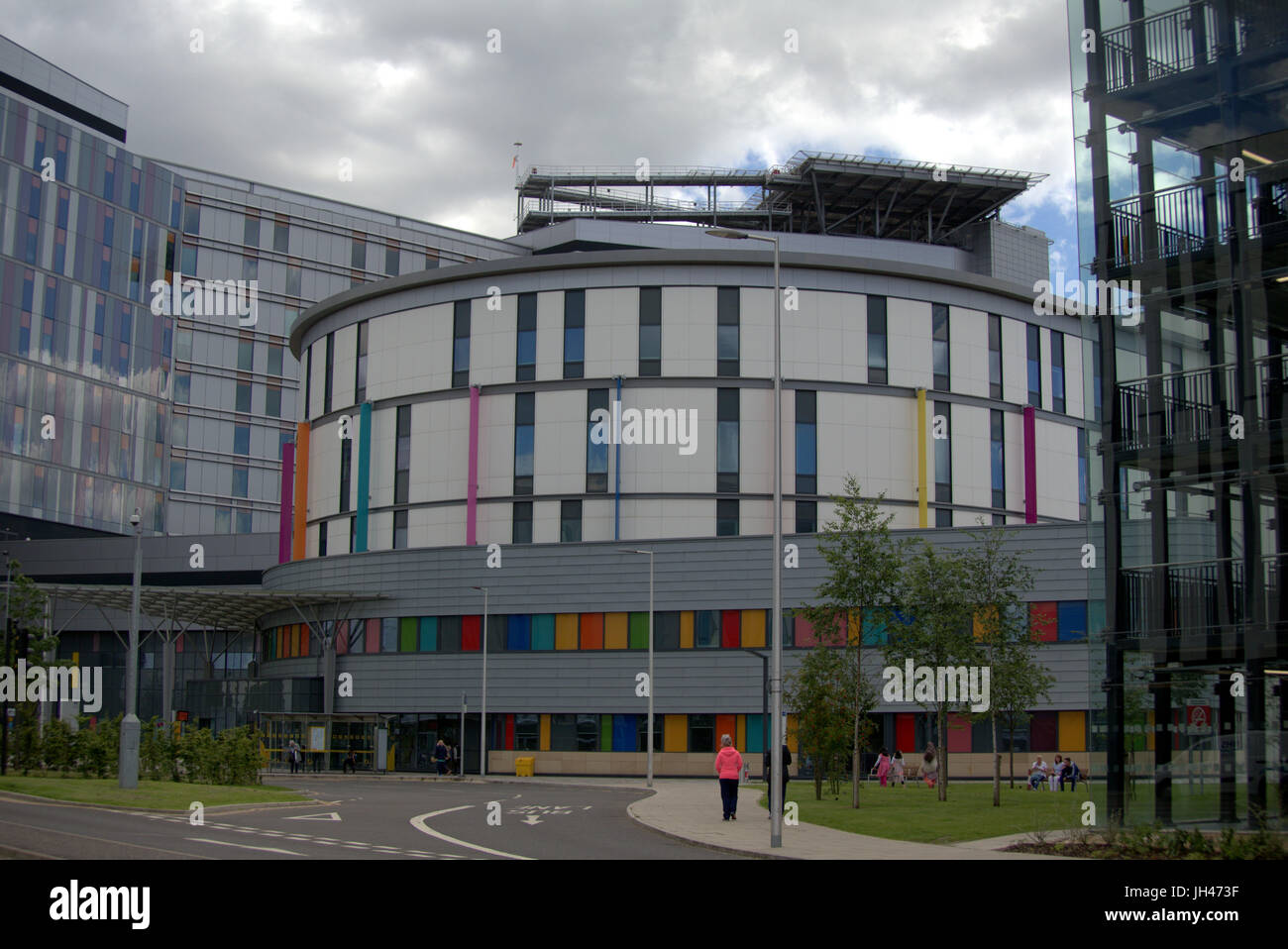 Queen Elizabeth University Hospital,Glasgow  busy Lizzie or death star has the unsafe cladding of Grenfell tower fire tragedy disaster Stock Photo