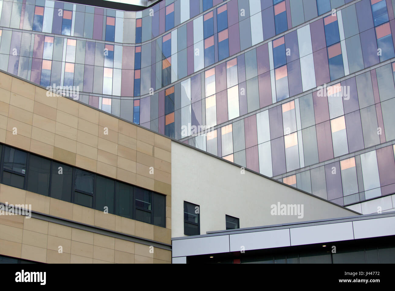 Queen Elizabeth University Hospital,Glasgow  busy Lizzie or death star has the unsafe cladding of Grenfell tower fire tragedy disaster Stock Photo