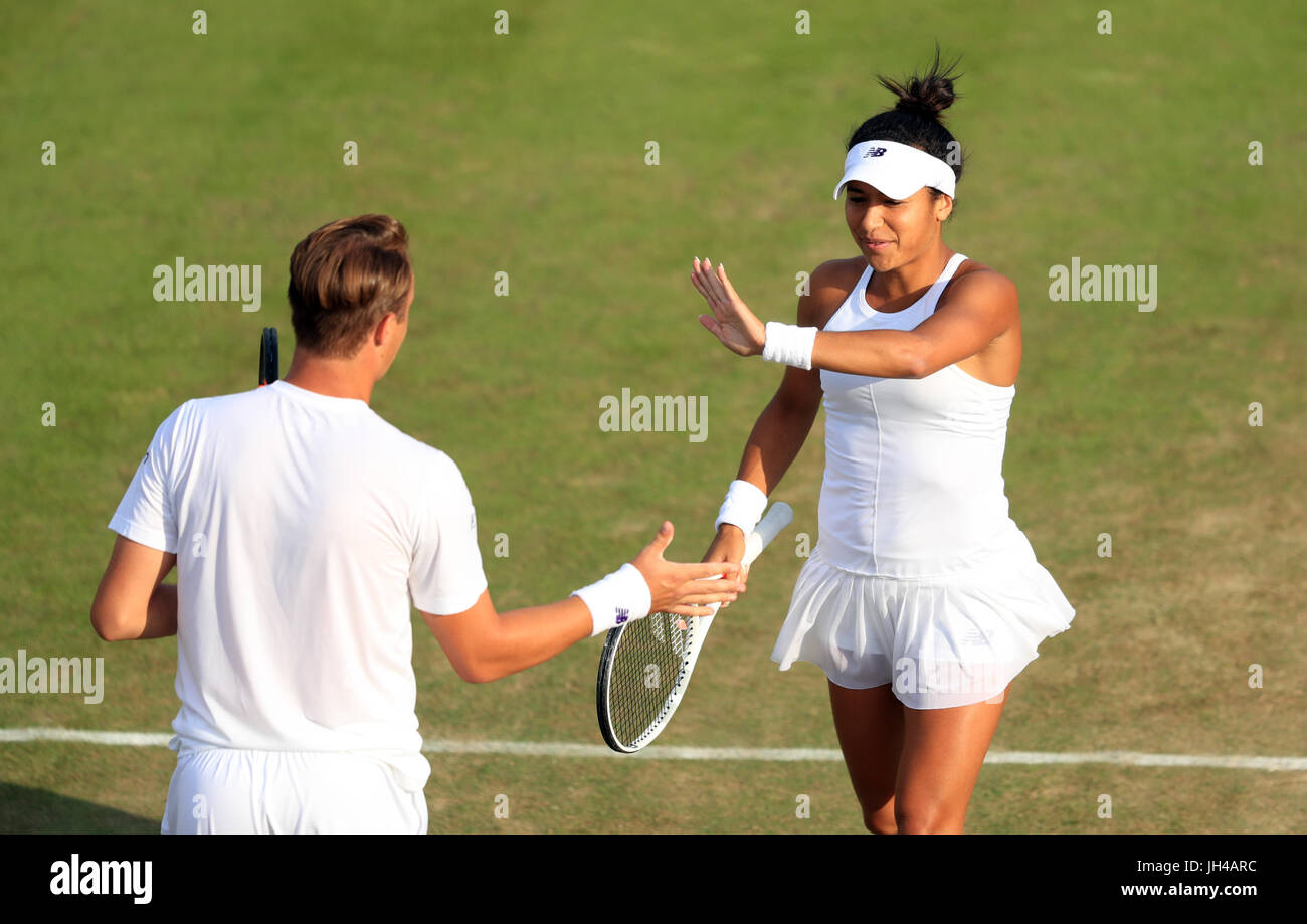 Heather Watson and Henri Kontinen during their mixed doubles match