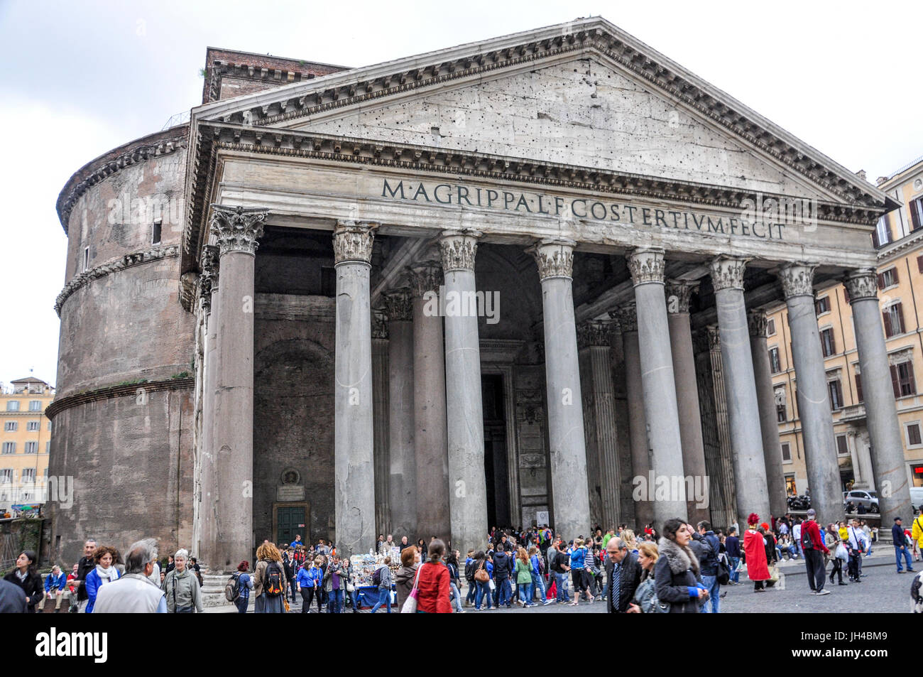 Tourists outside the Pantheon in central Rome, Italy. Stock Photo