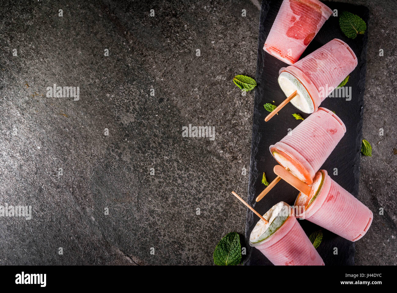 Homemade ice cream popsicles. Frozen drinks. Frozen cocktail of