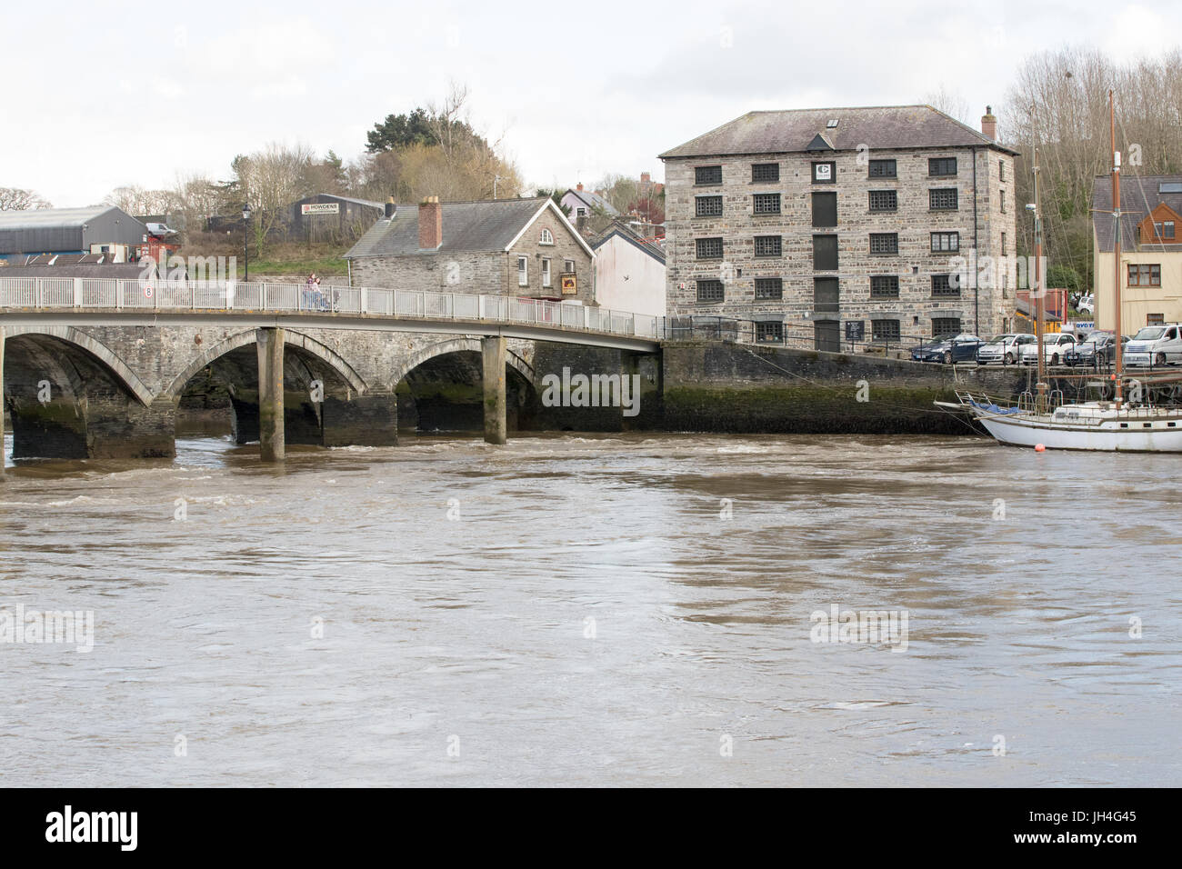 River Teifi at Cardigan in Ceredigion, South West Wales, United Kingdom Stock Photo