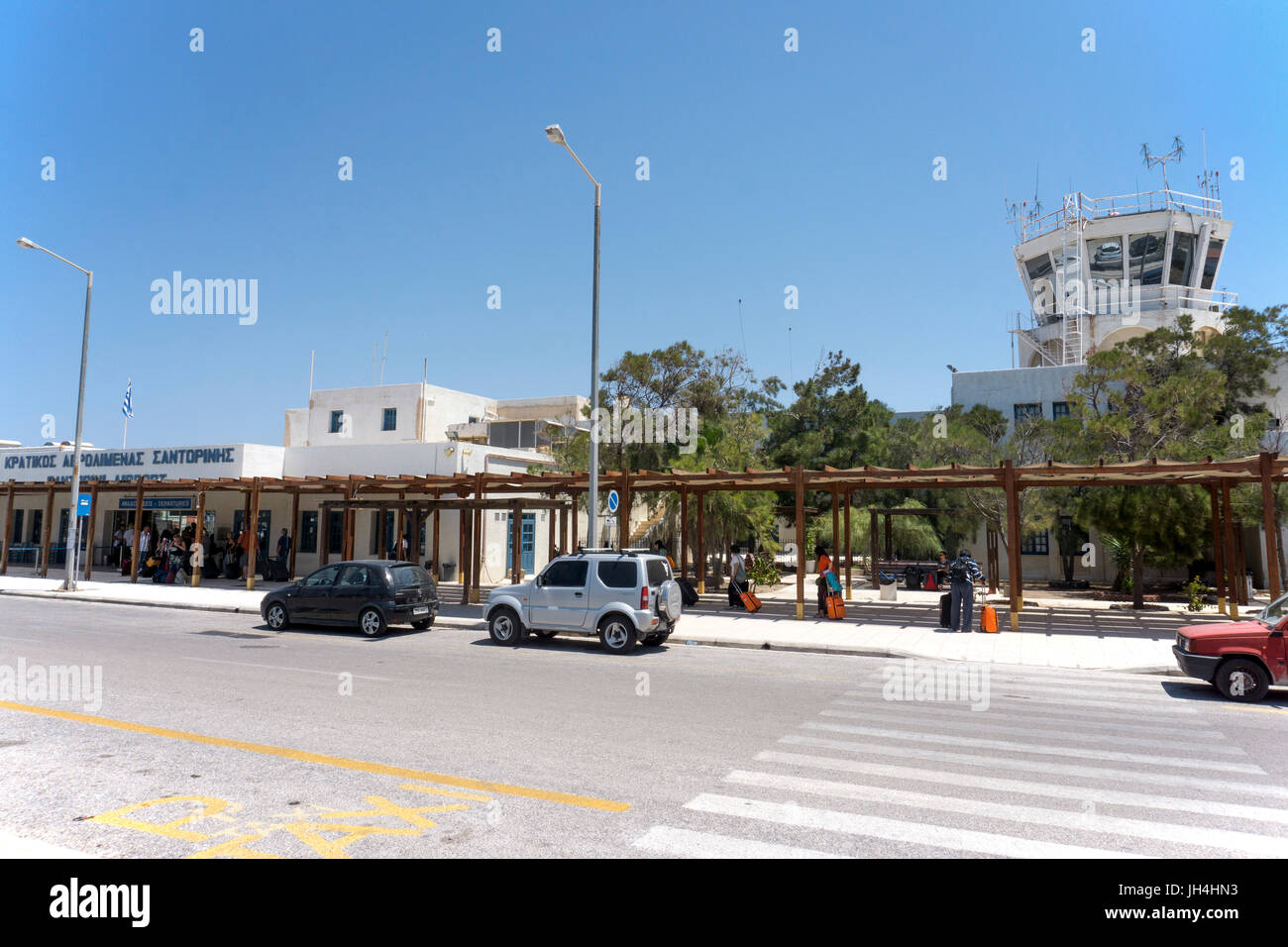 Flughafen Santorin, Kykladen, Aegaeis, Griechenland, Mittelmeer, Europa | Airport of Santorini, Cyclades, Greece, Mediterranean Sea, Europe Stock Photo