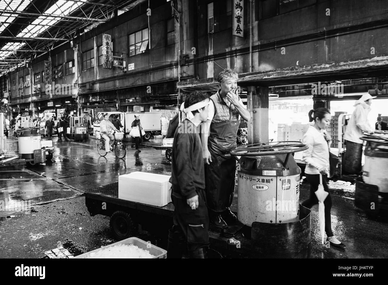 visiting the famous fish market in tokyo Stock Photo