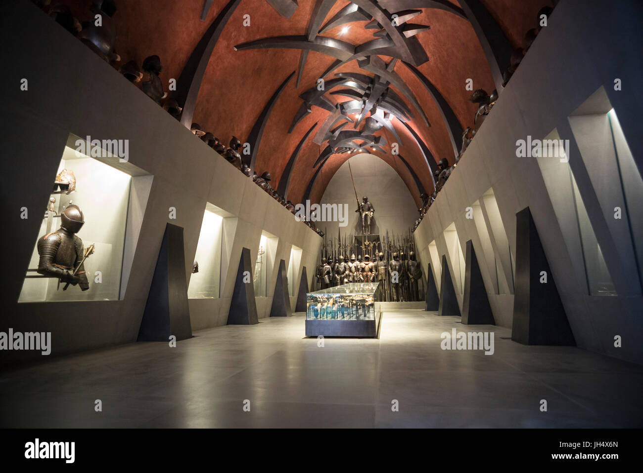 Milan. Italy. Museo Poldi Pezzoli Museum, the Armoury Hall, by Italian contemporary artist Arnaldo Pomodoro, 1998-2000. Stock Photo