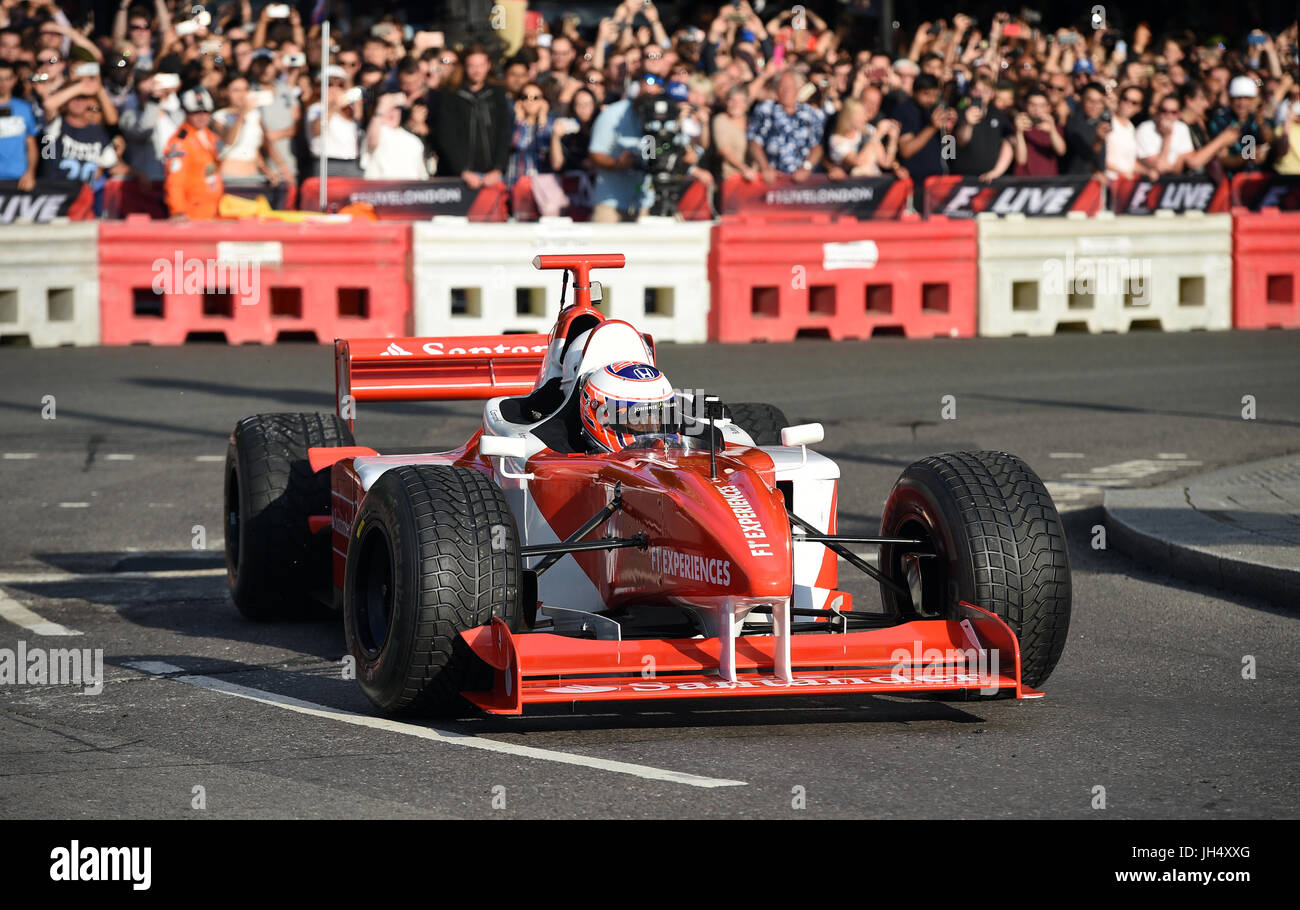 A two seater Formula One car during the F1 Live event in Trafalgar Square, London Stock Photo