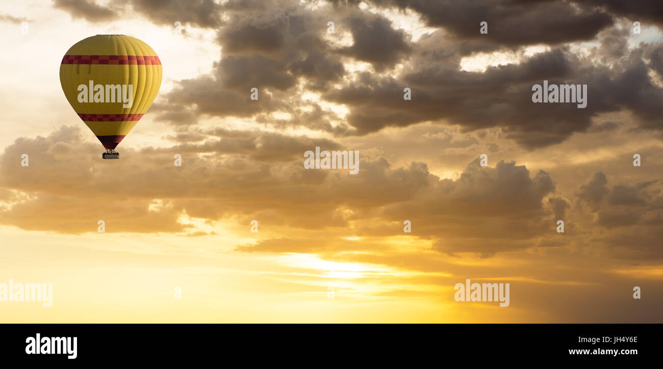 Hot air balloons flying over Cappadocia, Turkey Stock Photo