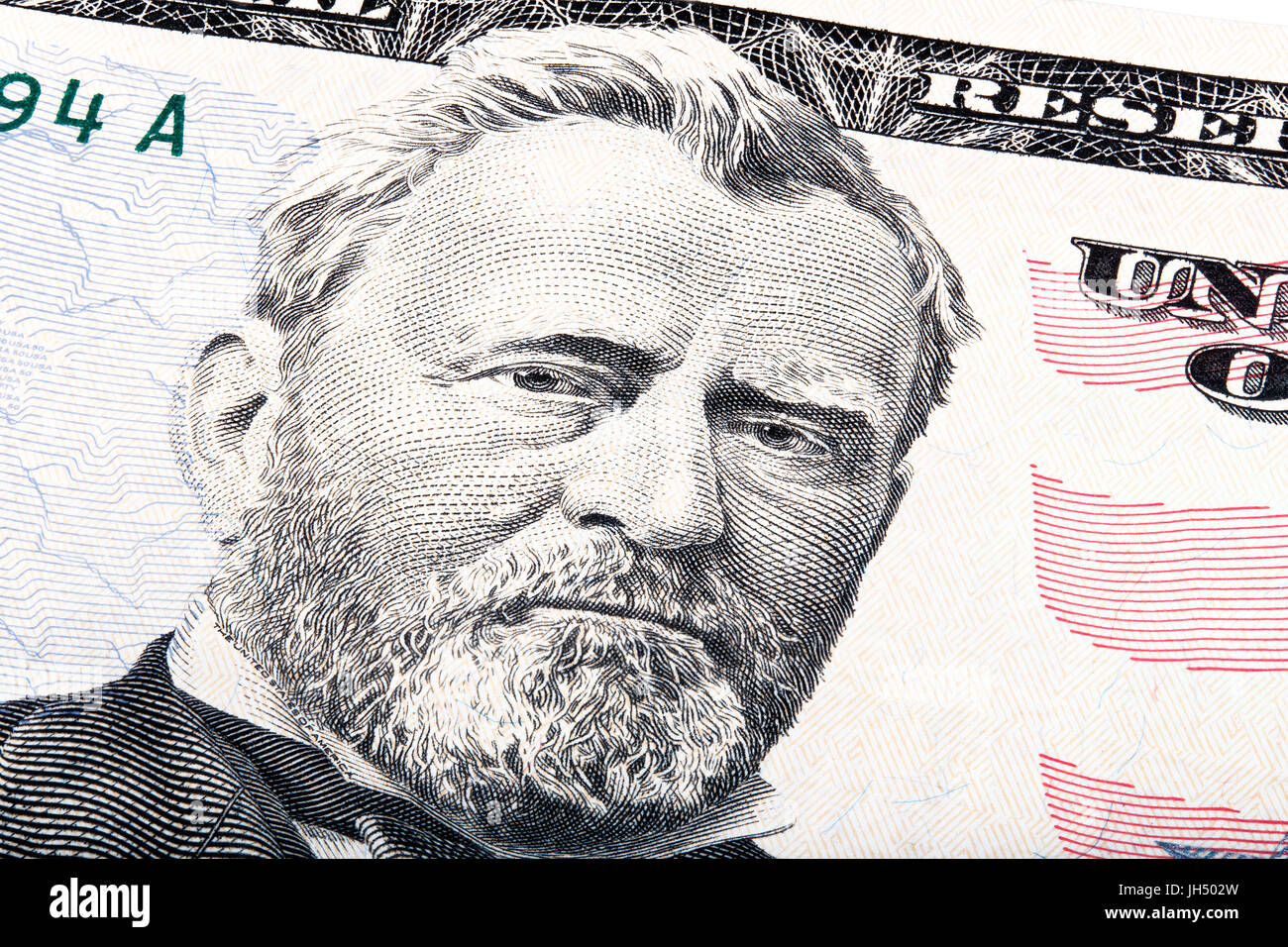 President Ulysses S. Grant from fifty dollar bill. Stacked photo Stock Photo