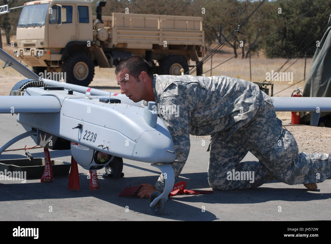 US military drones and unmanned aerial vehicles - UAV's Stock Photo