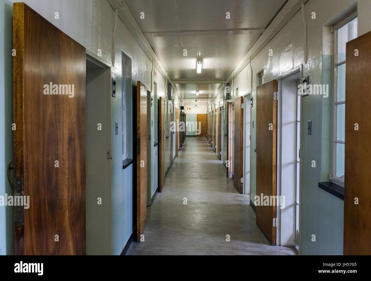 Cape Town, South Africa - March 03, 2017: Robben Island Prison,Passage at Nelson Mandela's cell Stock Photo