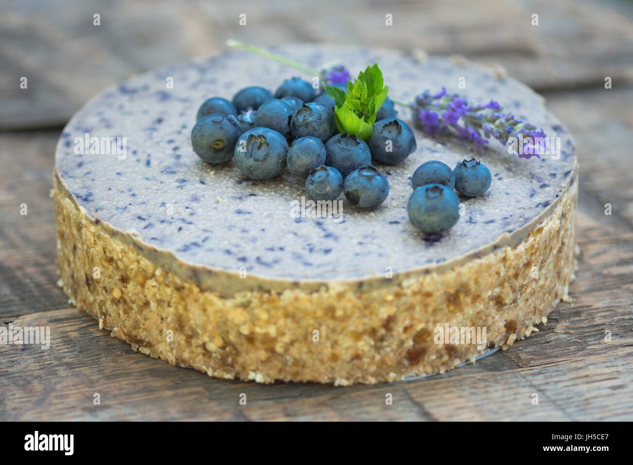 Raw Vegan Blueberry Cake Stock Photo