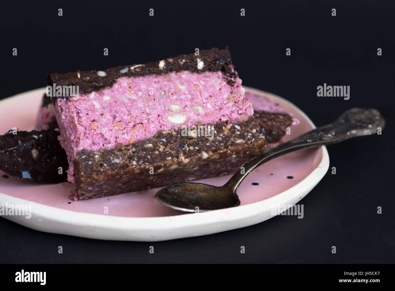 Raspberry Raw Cake Stock Photo