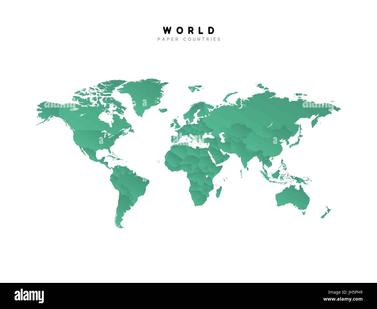 Detailed world map of green color isolated vector illustration Stock Vector