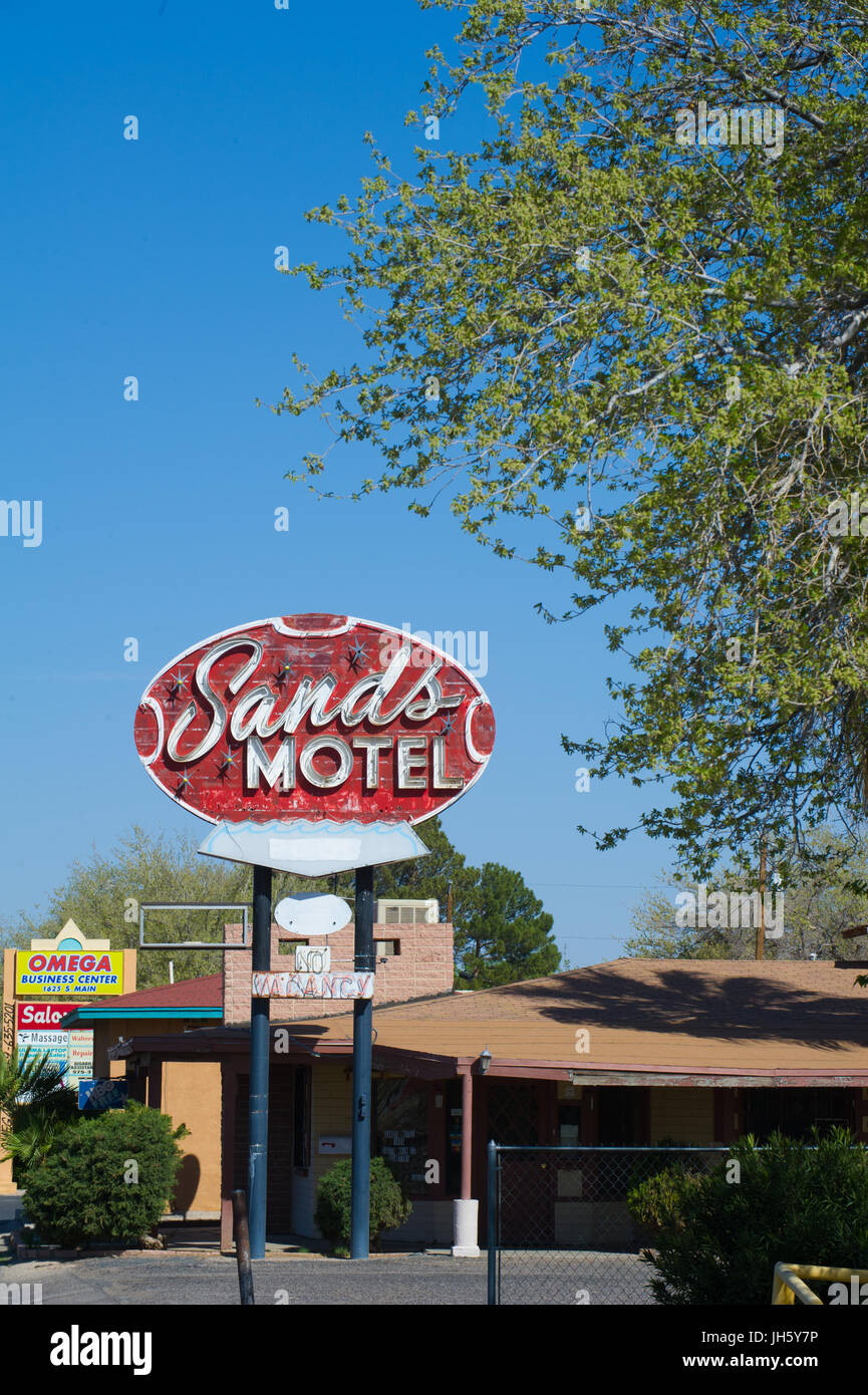 Vintage motel sign in New Mexico. Stock Photo