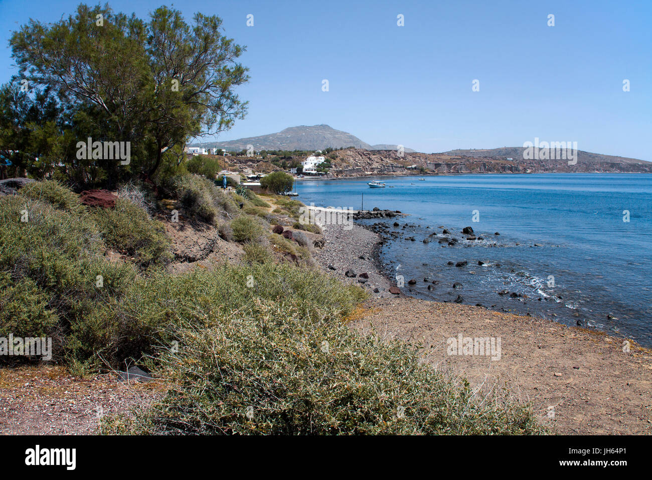 Kueste bei Akrotiri, Santorin, Kykladen, Aegaeis, Griechenland, Mittelmeer, Europa | Coast at Akrotiri, Santorini, Cyclades, Greece, Mediterranean Sea Stock Photo