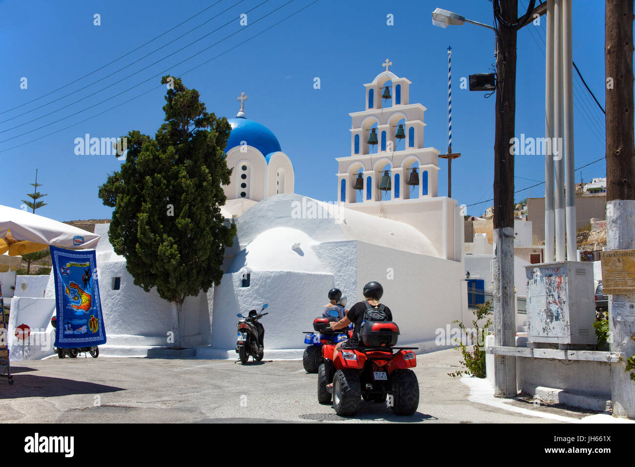 Orthodoxe Kirche in Akrotiri, Santorin, Kykladen, Aegaeis, Griechenland, Mittelmeer, Europa | Orthodox church at Akrotiri, Santorini, Cyclades, Greece Stock Photo