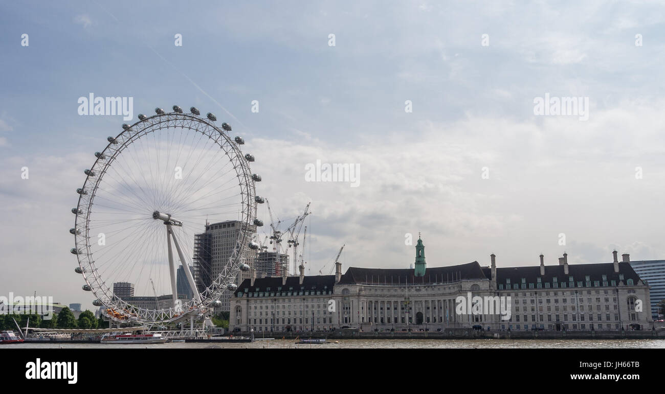 The London eye and County Hall Stock Photo - Alamy