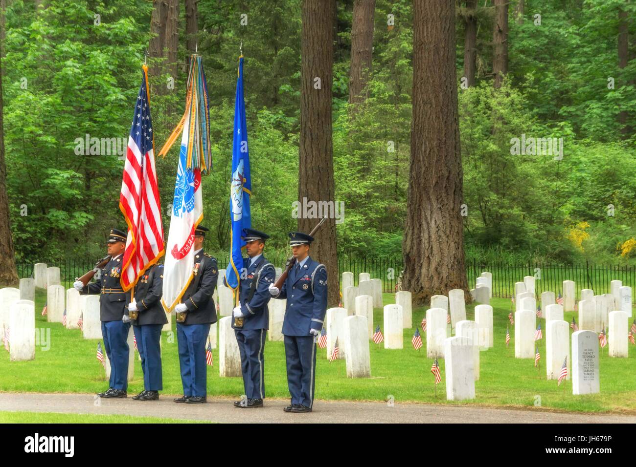 Military Honor Guard at Joint Base Lewis/McCord. Stock Photo