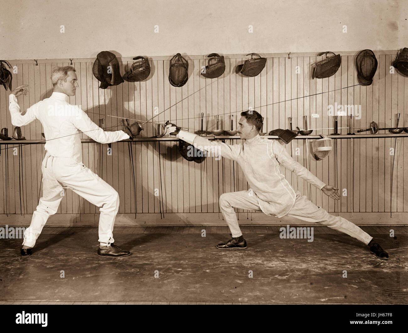 Competitive sport fencers Henry Breckenridge and Hassanieu Bey, 3/24/24 Stock Photo