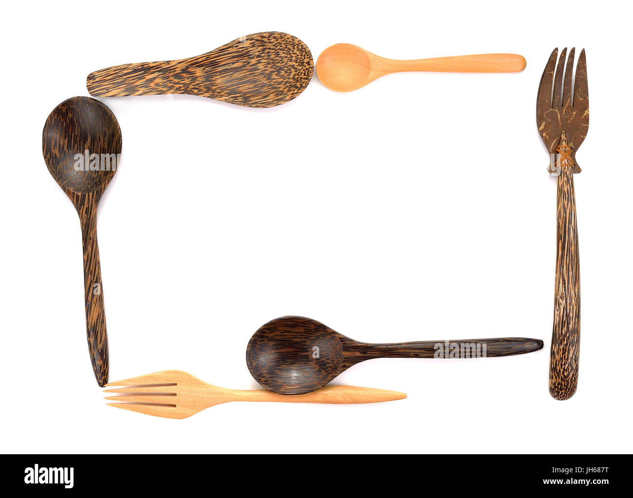 Set of wooden kitchen utensils it is isolated on a white background ...