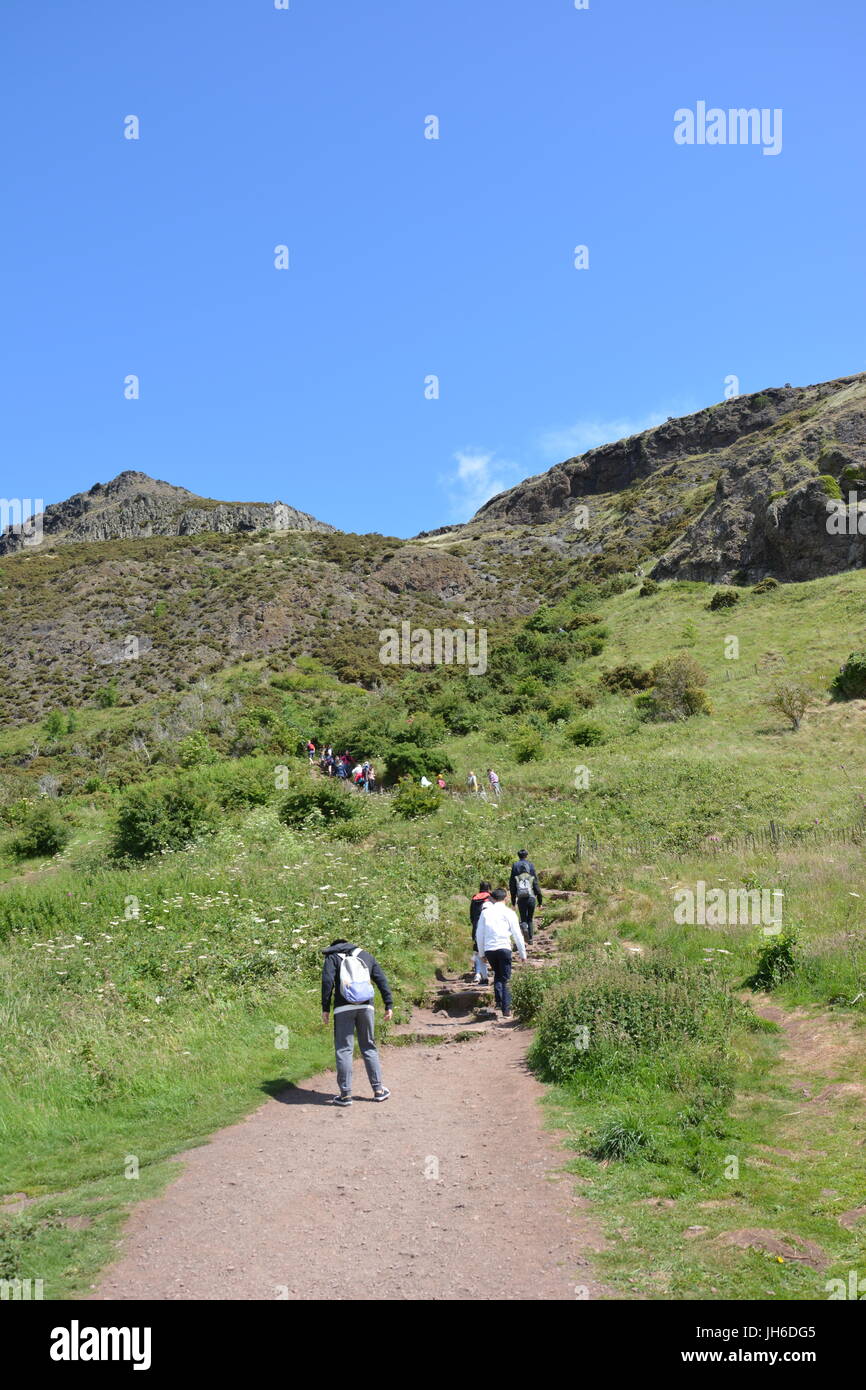 Walking Up Arthur S Seat Edinburgh Stock Photo Alamy