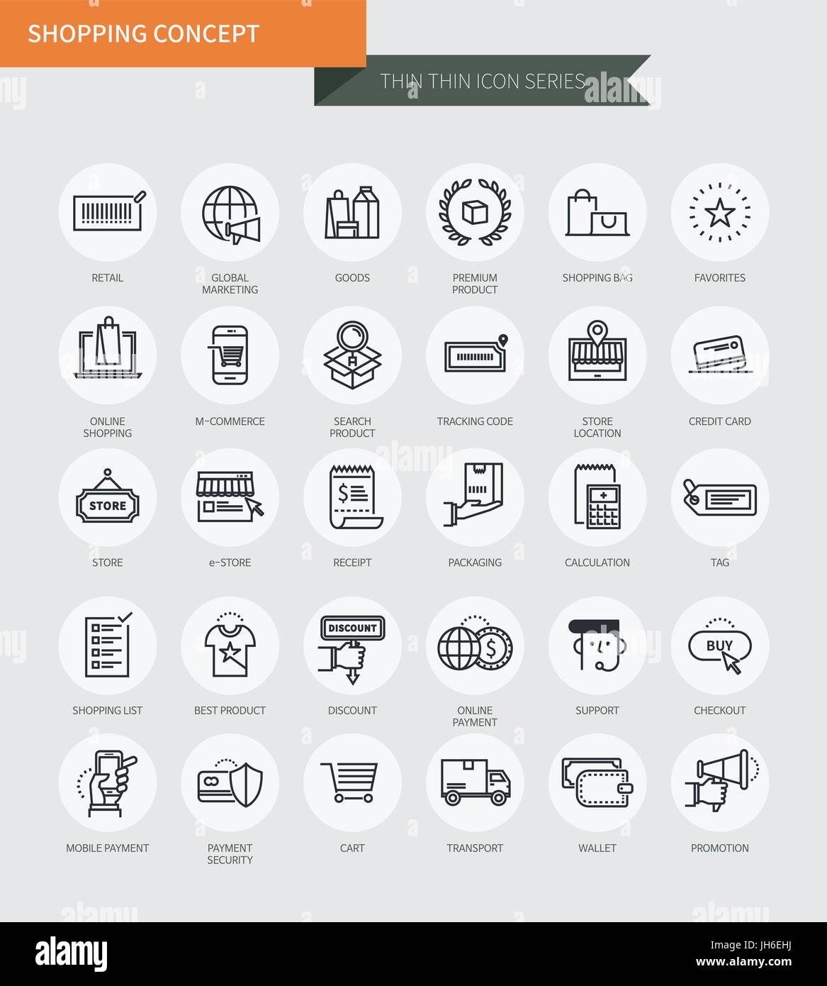 Thin thin line icons set of shopping , modern simple style Stock Vector ...