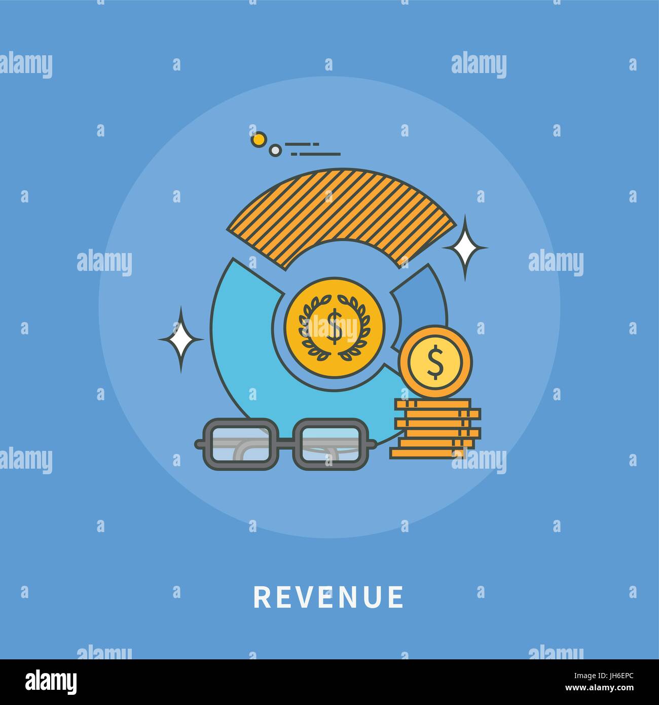 circle color line flat design of revenue, modern vector illustration