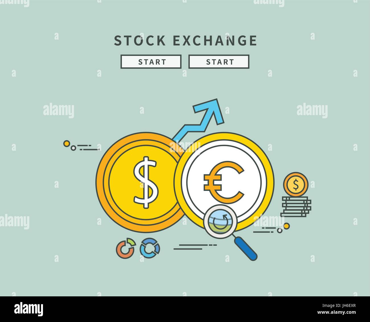 simple color line flat design of stock exchange, modern vector ...