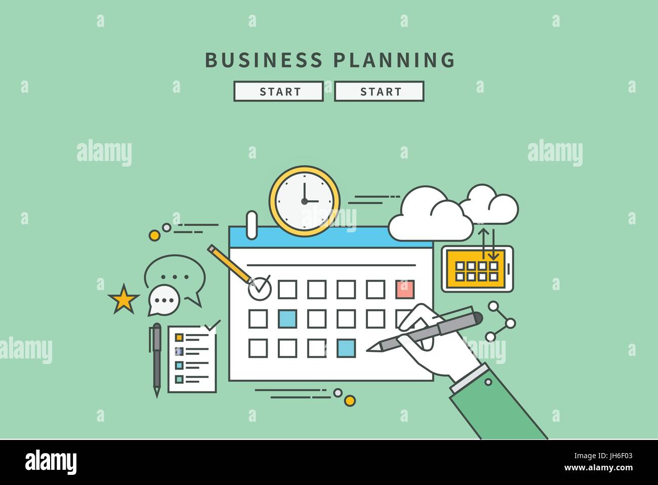 simple color line flat design of business planning, modern vector ...