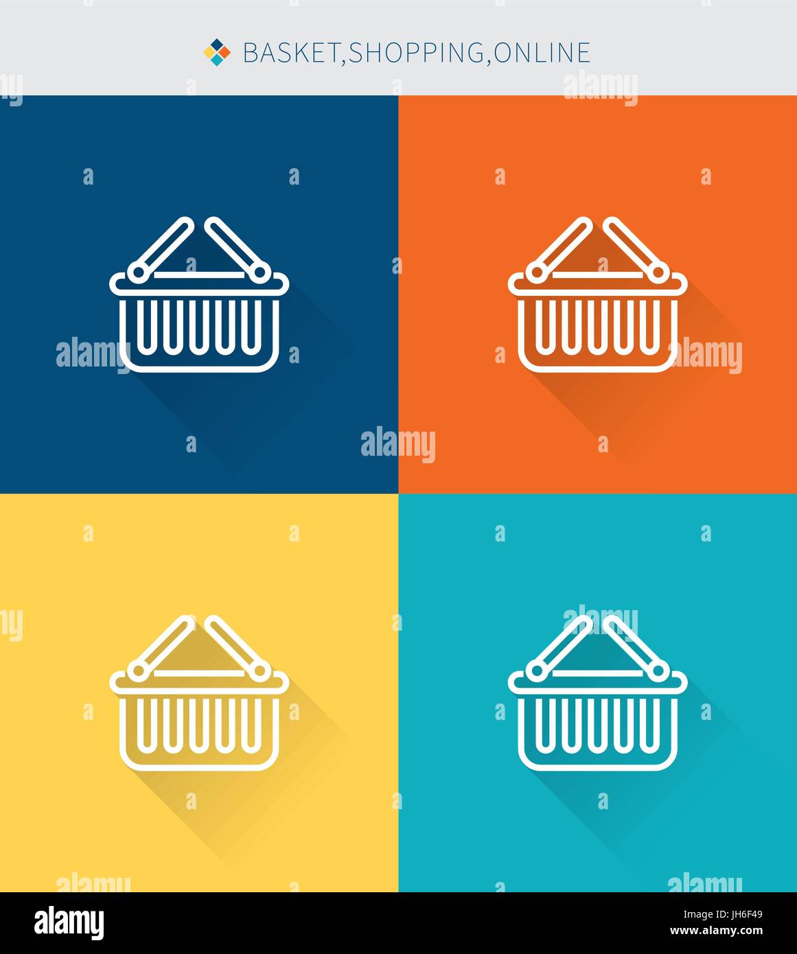 Thin thin line icons set of basket & shopping and online, modern simple ...