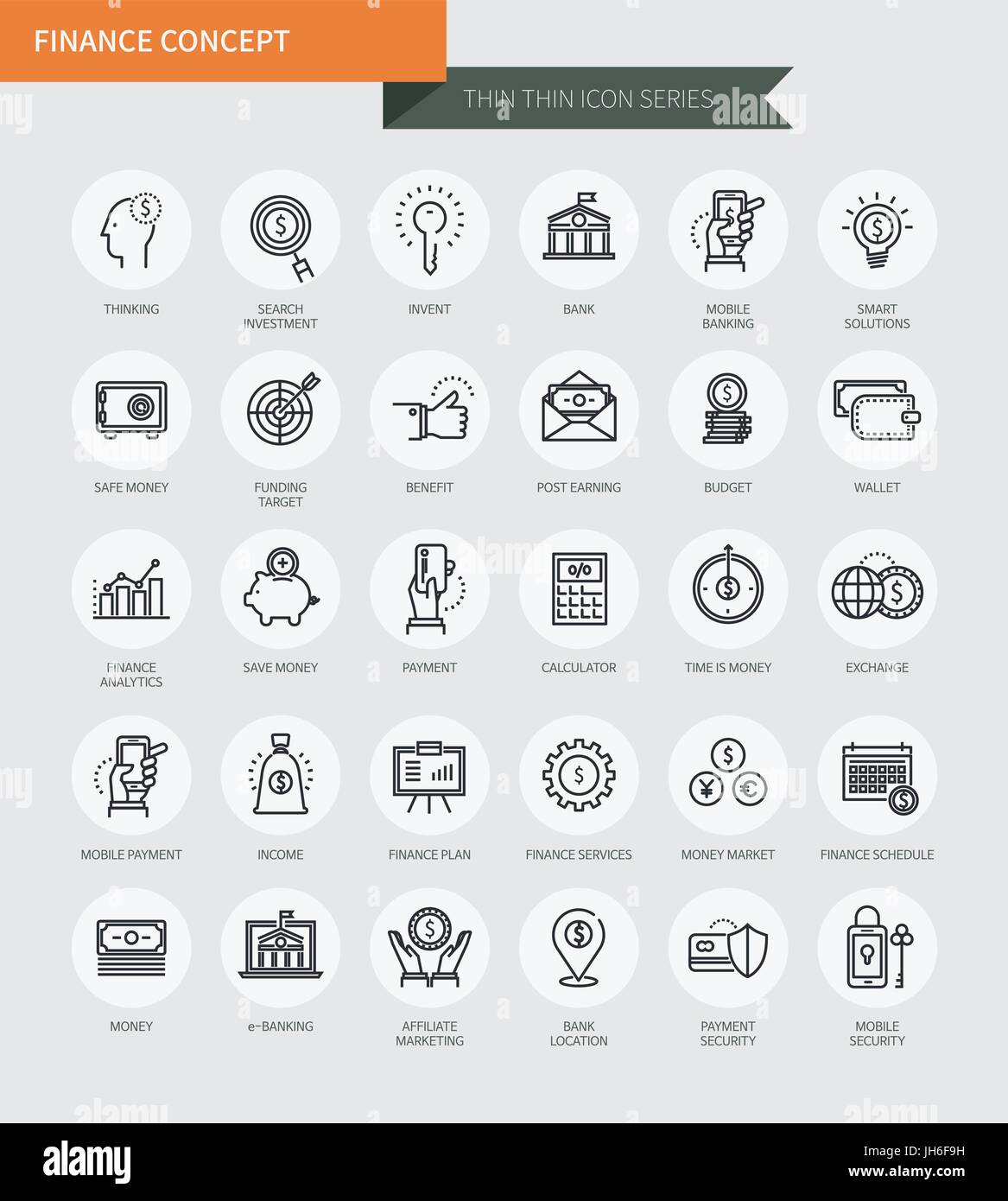 Thin thin line icons set of finance concept, modern simple style Stock ...