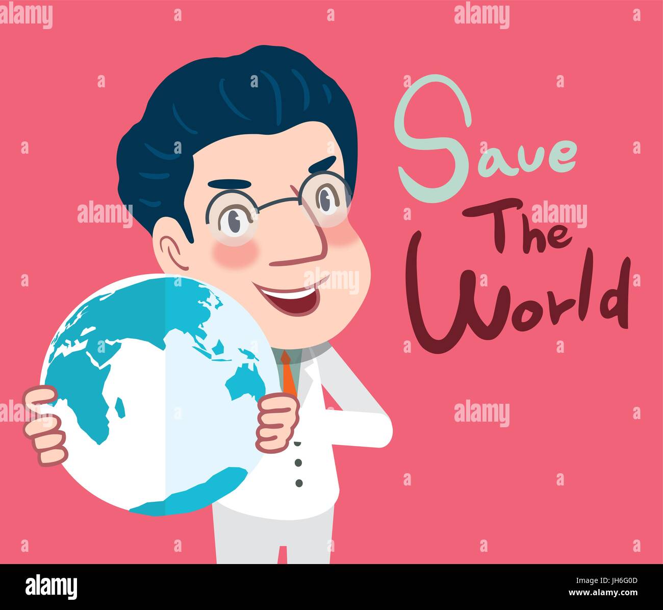 Drawing flat character design save the world concept ,vector ...