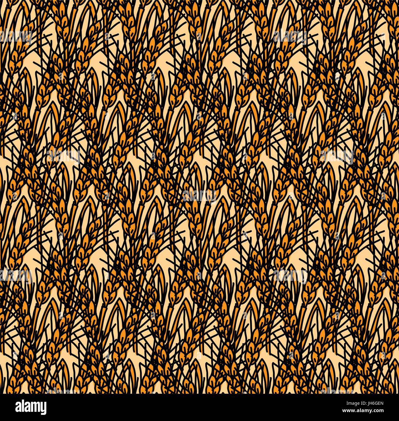 Wheat rye field seamless pattern. Stock Vector