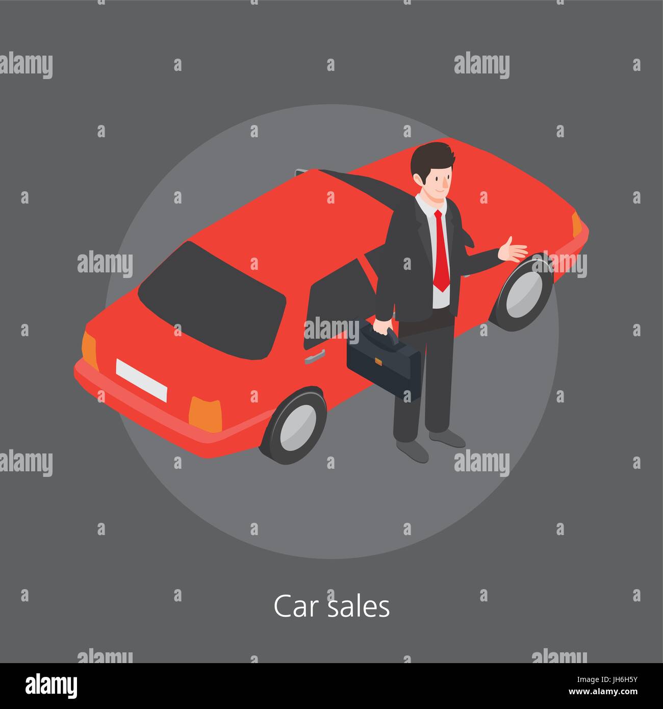 Car sales concept design 3d isometric vector illustration Stock Vector