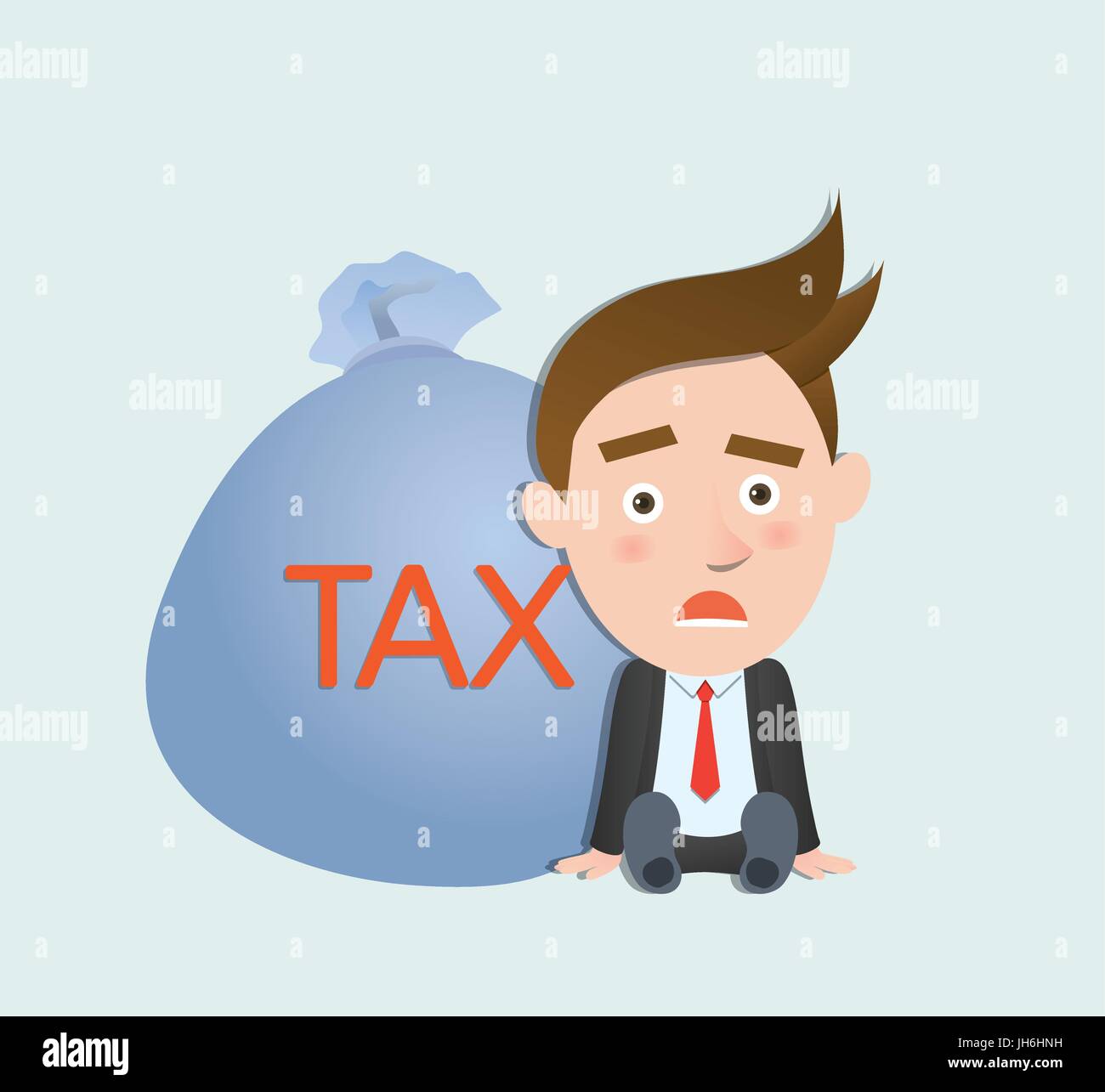 Funny flat character heavy tax business concept Stock Vector