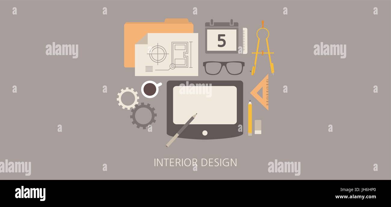 Modern and classic interior design flat illustration Stock Vector Image ...