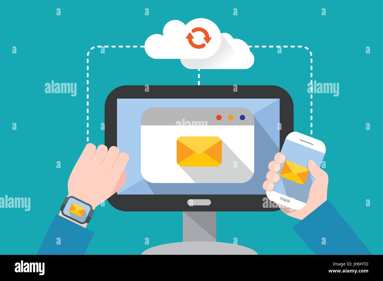 flat design, synchronization concept illust Stock Vector Image & Art ...