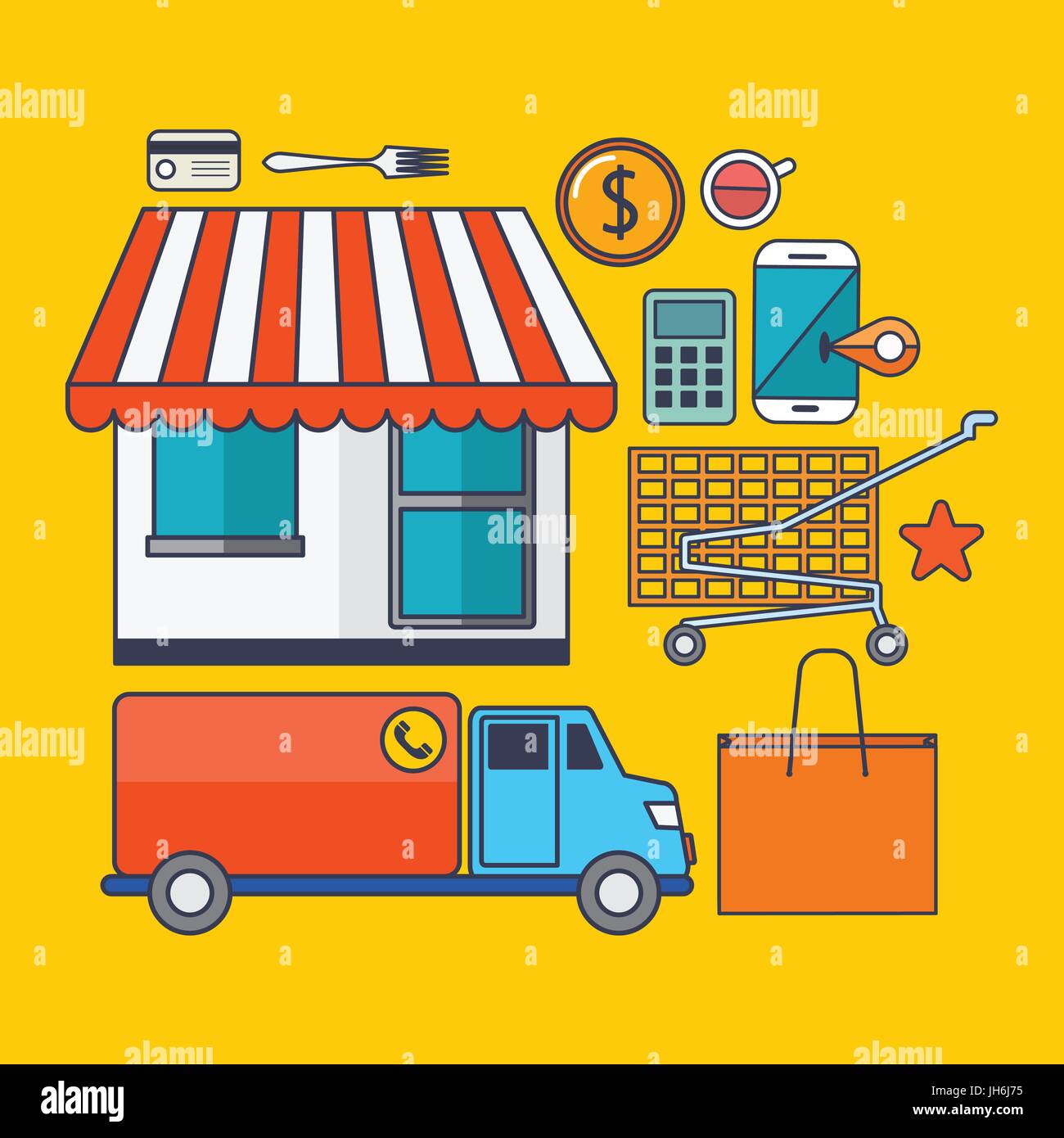 Set of vector shopping concept design flat line Stock Vector Image ...