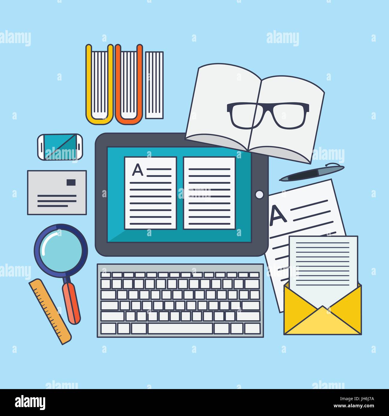 Set of vector business concept design flat line Stock Vector Image ...