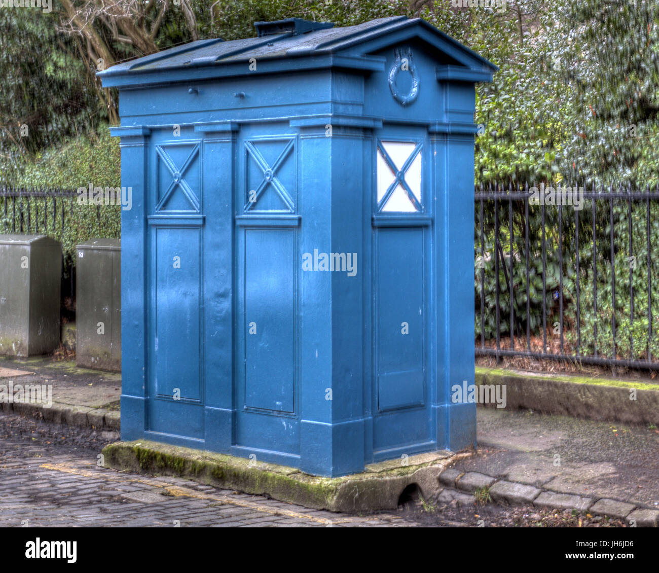 Edinburgh police box telephone Tardis not converted in very good condition near the French consulate Stock Photo