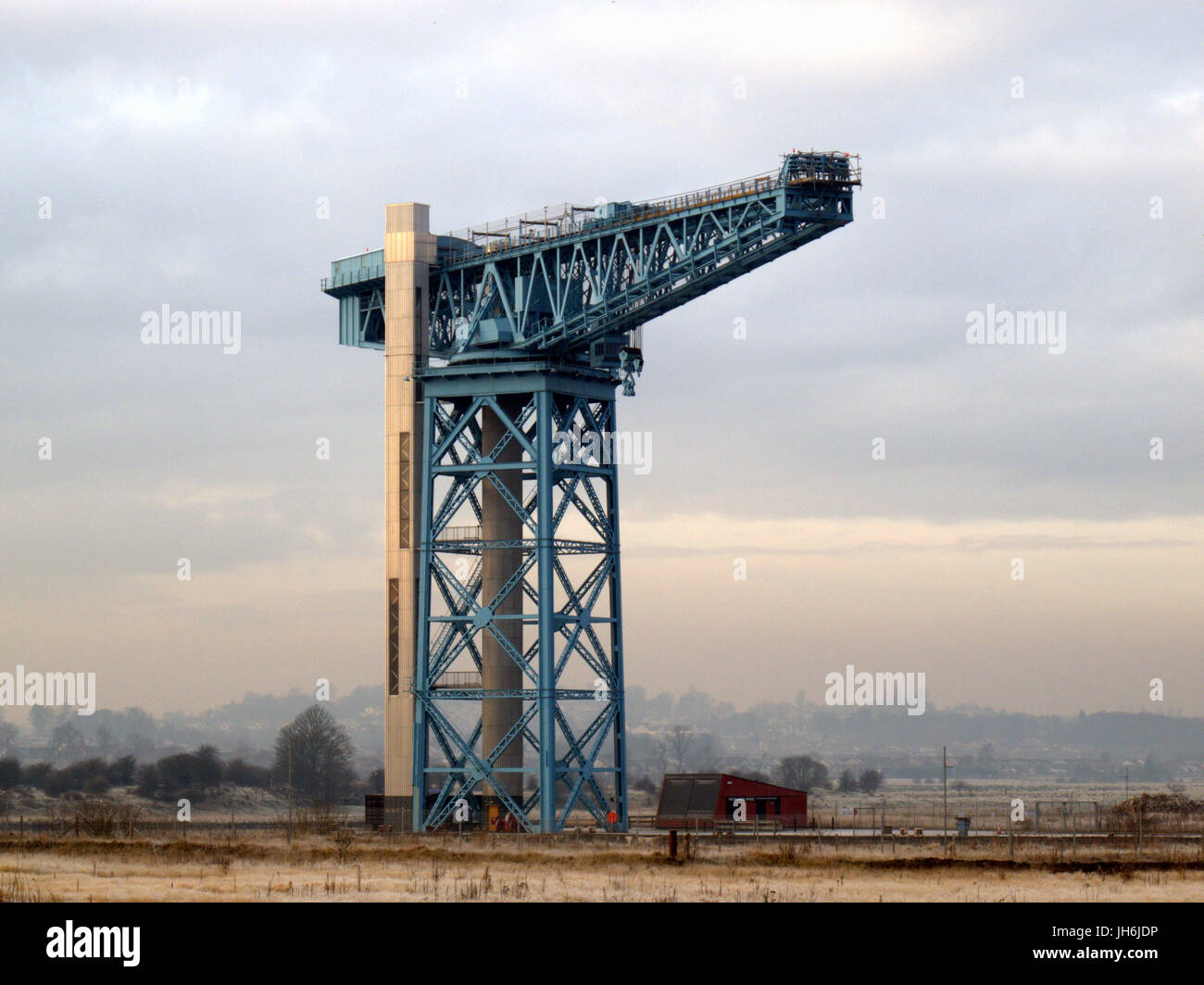 Clydebank Titan crane at dusk on the site of the old john brown shipyard that built the QE2 Stock Photo