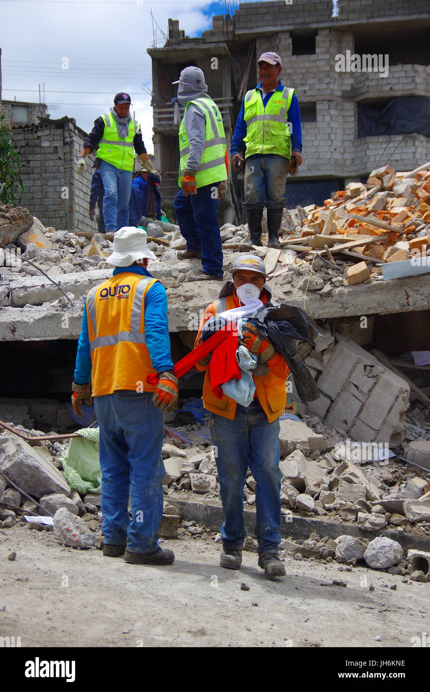 Quito, Ecuador April,17, 2016 House destroyed by Earthquake with