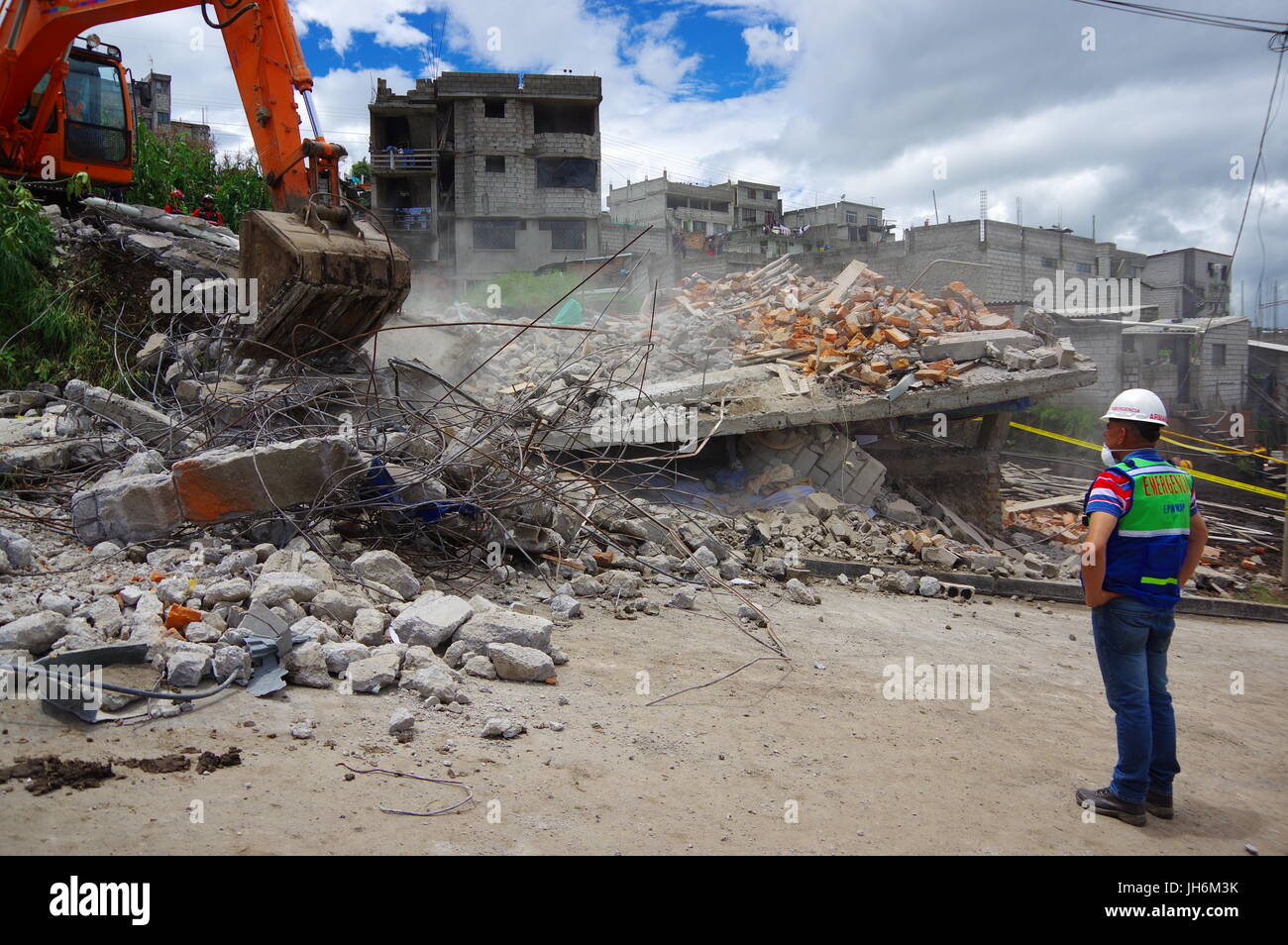Quito, Ecuador April,17, 2016 House destroyed by Earthquake, and