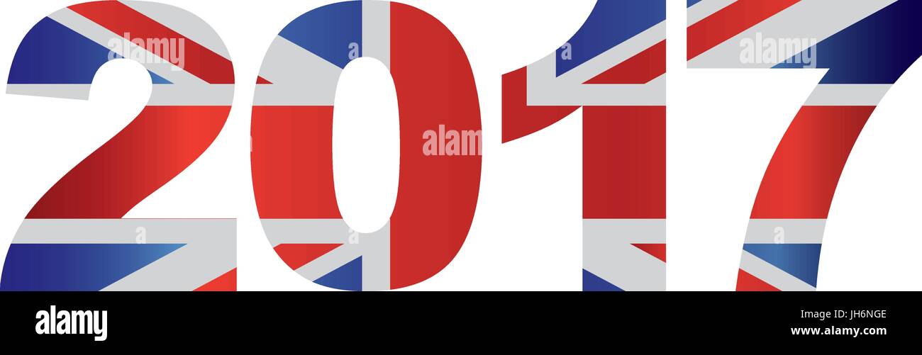 2017 Great Britain Union Jack Flag Numbers Outline Isolated on White