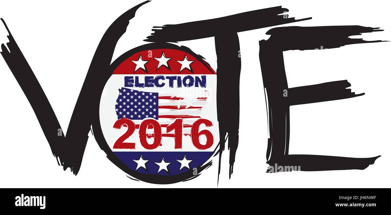 Vote 2016 Presidential Election Black Ink Brush Strokes With Button ...