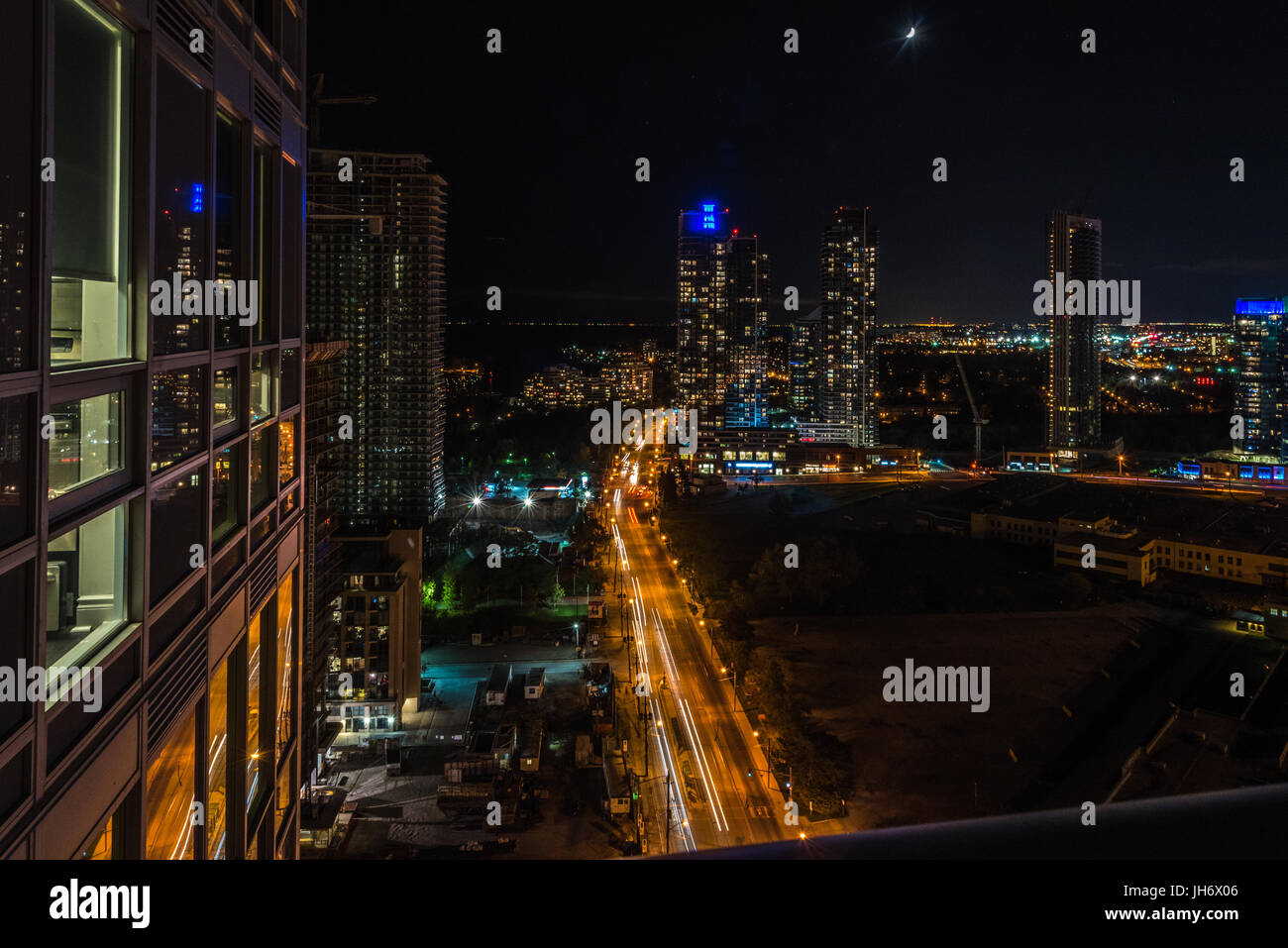 Skyline of Toronto over Ontario Lake at the night time Stock Photo - Alamy