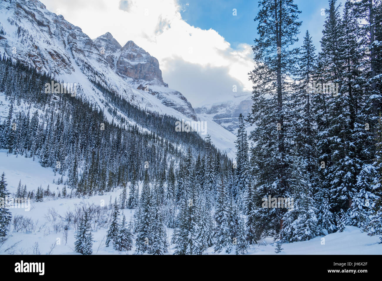 Lake Louise in Banff Park in winter time, Alberta, Canada Stock Photo ...
